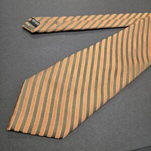 Calvin Klein Mens Striped Tie Metalic Look Copper 100% Silk 64" x 4" X-Long